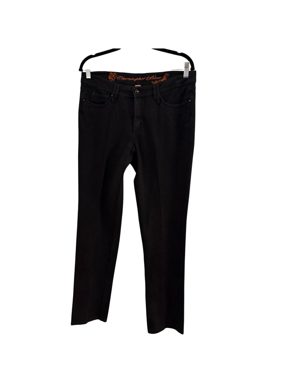 Christopher Blue Dark Gray Pants 5 Pocket Style Cotton Blend